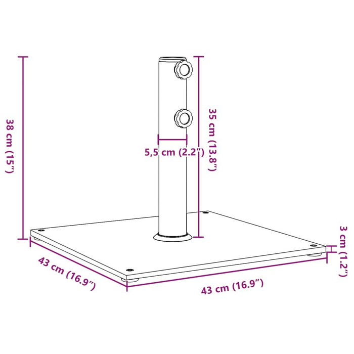 Suport umbrelă pentru stâlpi Ø32/38/48 mm, 17 kg, pătrat - WALTI WALTI
