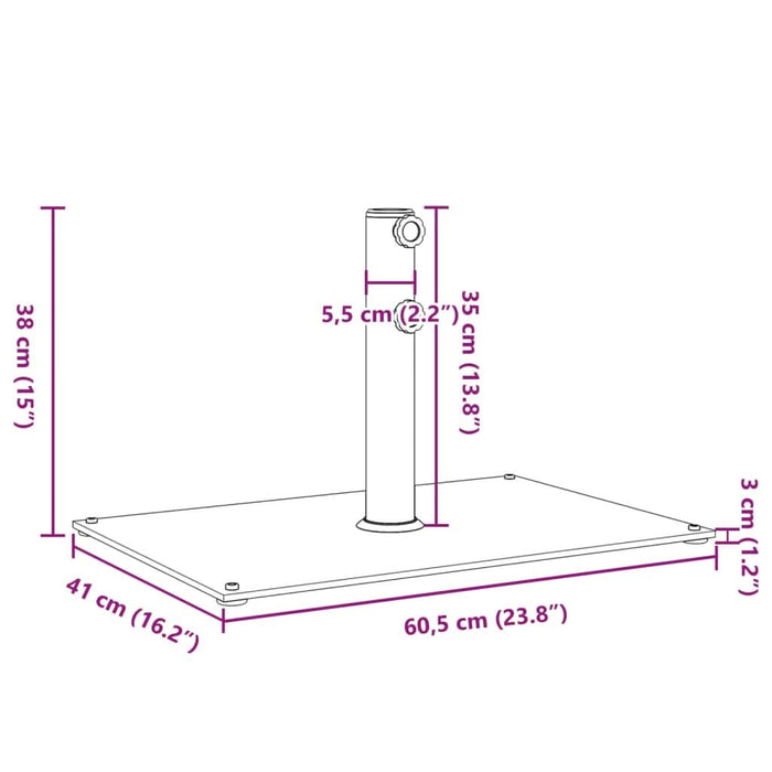 Suport umbrelă pentru stâlpi Ø32/38/48 mm, 15 kg, dreptunghi - WALTI WALTI