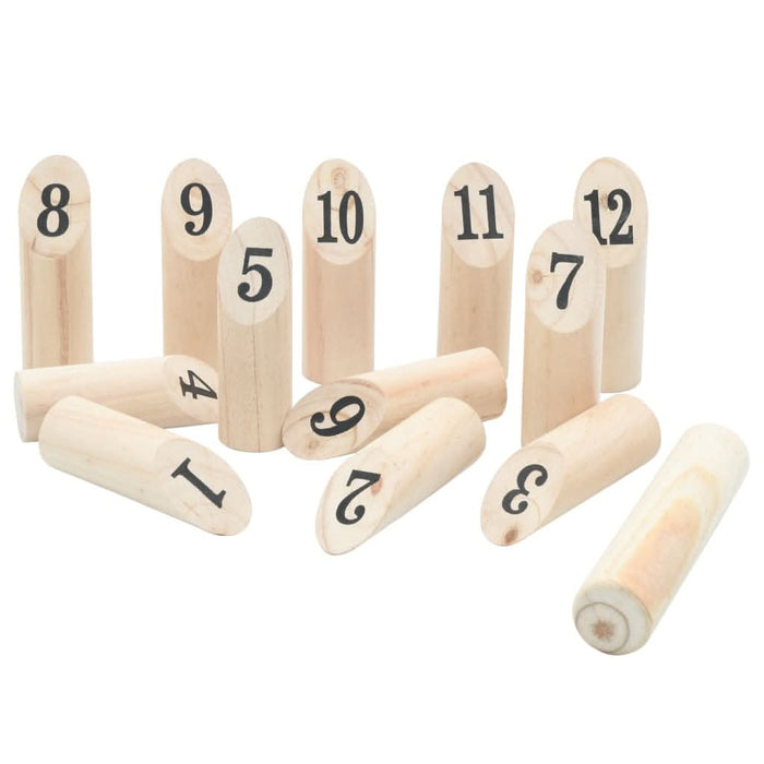 Kubb Set jocuri cu numere 13 piese geantă de transport lemn masiv pin - WALTI WALTI