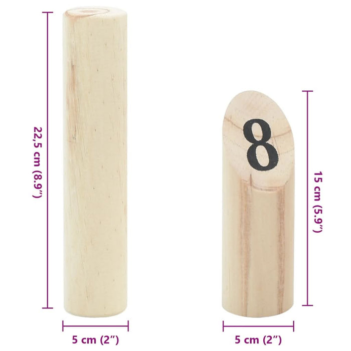 Kubb Set jocuri cu numere 13 piese geantă de transport lemn masiv pin - WALTI WALTI