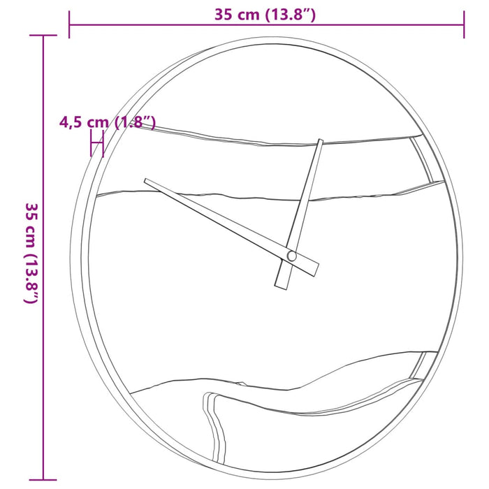 Ceas de perete, maro, Ø35 cm, fier și lemn de măslin - WALTI WALTI