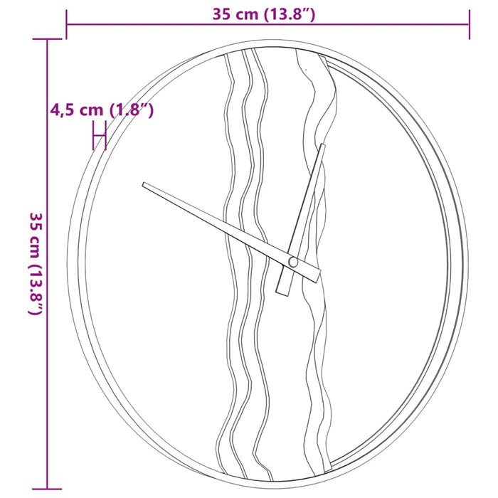 Ceas de perete, maro, Ø35 cm, fier și lemn de stejar - WALTI WALTI