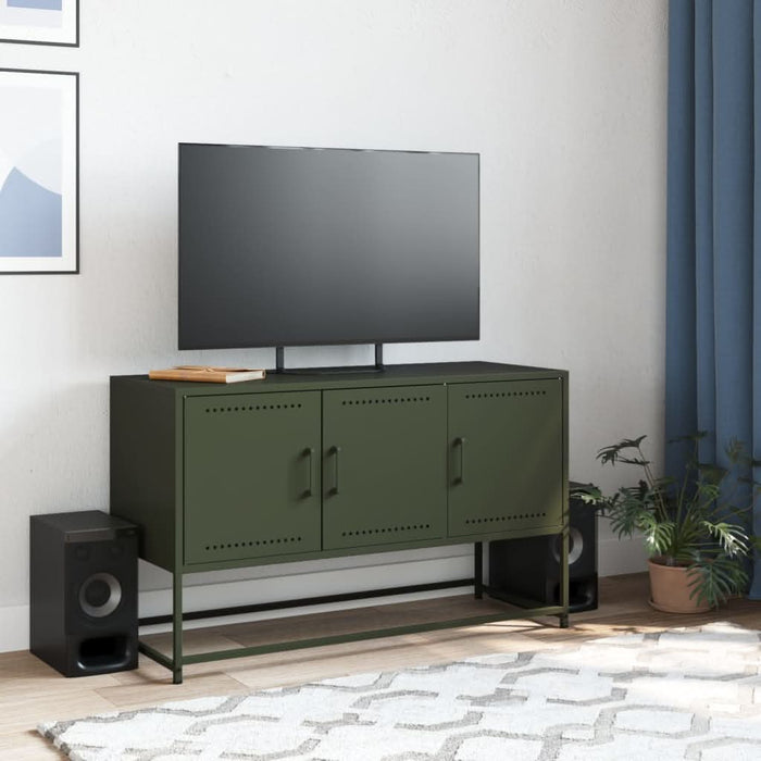 Dulap TV, verde măsliniu, 100,5x39x60,5 cm, oțel - WALTI WALTI