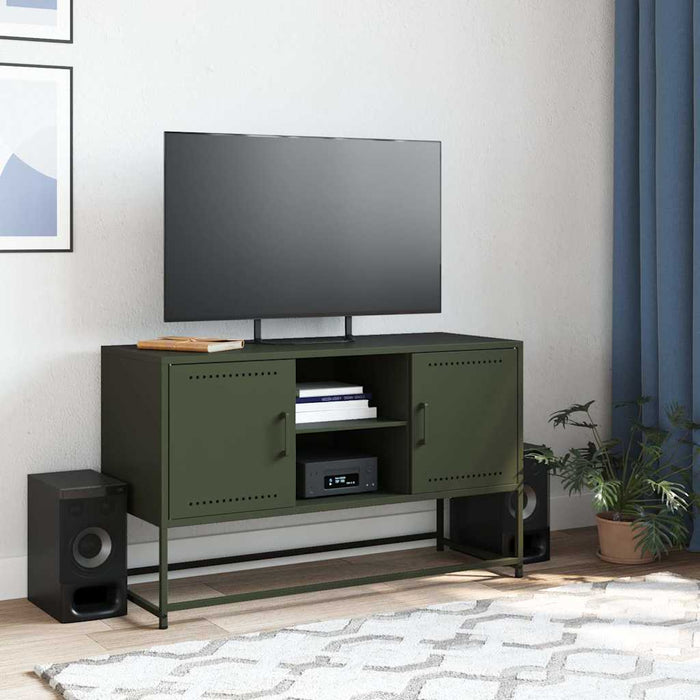 Dulap TV, verde măsliniu, 100,5x39x60,5 cm, oțel WALTI