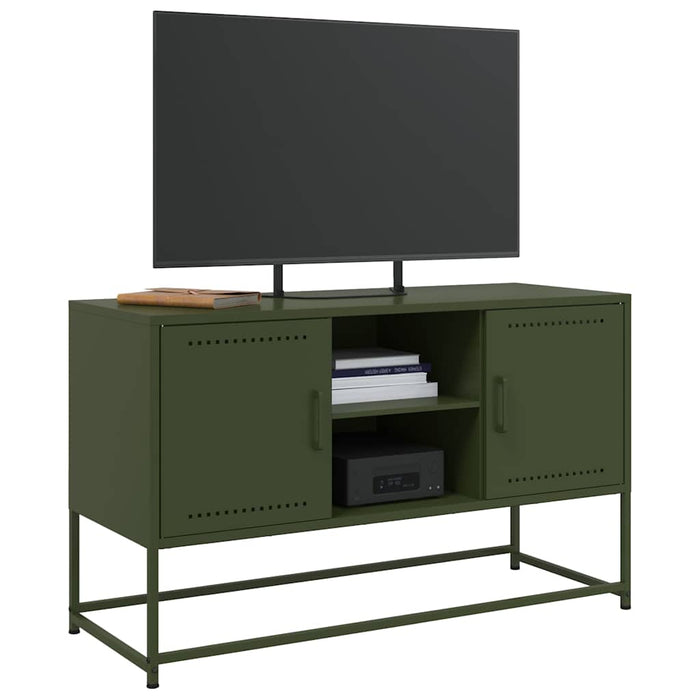 Dulap TV, verde măsliniu, 100,5x39x60,5 cm, oțel WALTI