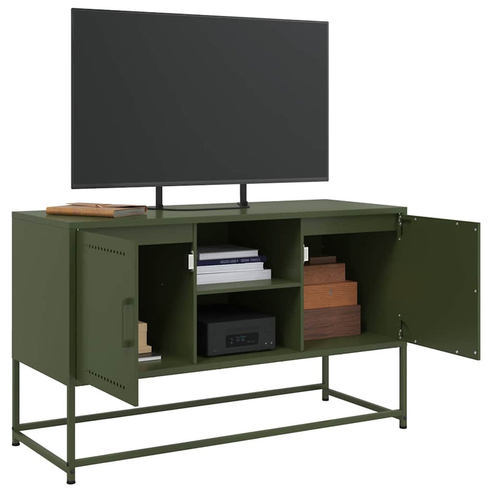 Dulap TV, verde măsliniu, 100,5x39x60,5 cm, oțel WALTI