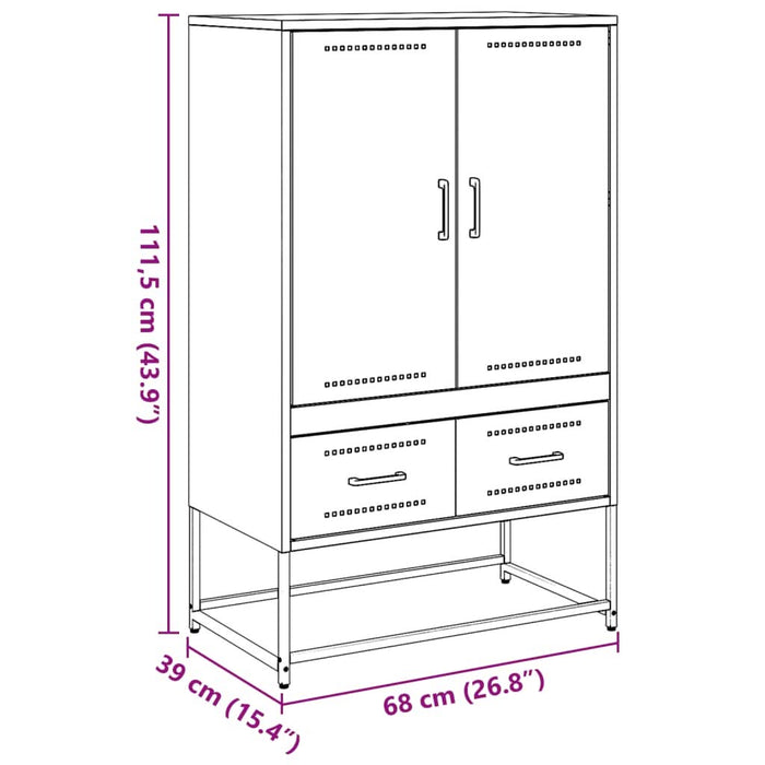 Dulap înalt, negru, 68x39x111,5 cm, oțel laminat la rece - WALTI WALTI