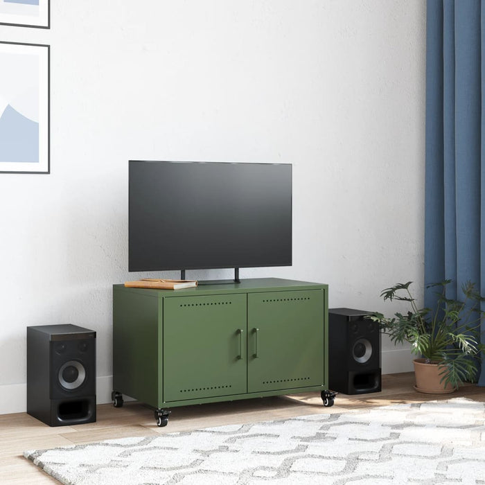 Dulap TV, verde măsliniu, 68x39x43,5 cm, oțel WALTI