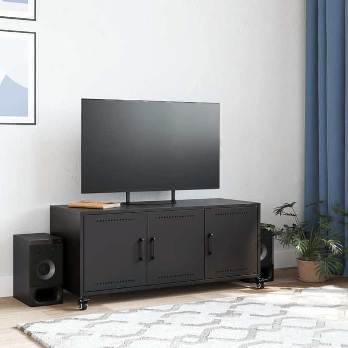 Dulap TV, negru, 100,5x39x43,5 cm, oțel laminat la rece - WALTI WALTI