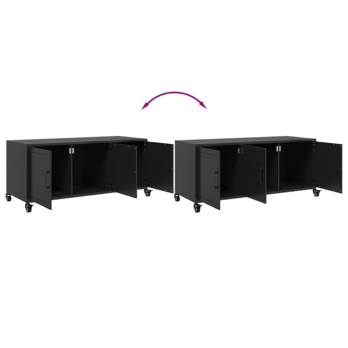 Dulap TV, negru, 100,5x39x43,5 cm, oțel laminat la rece - WALTI WALTI