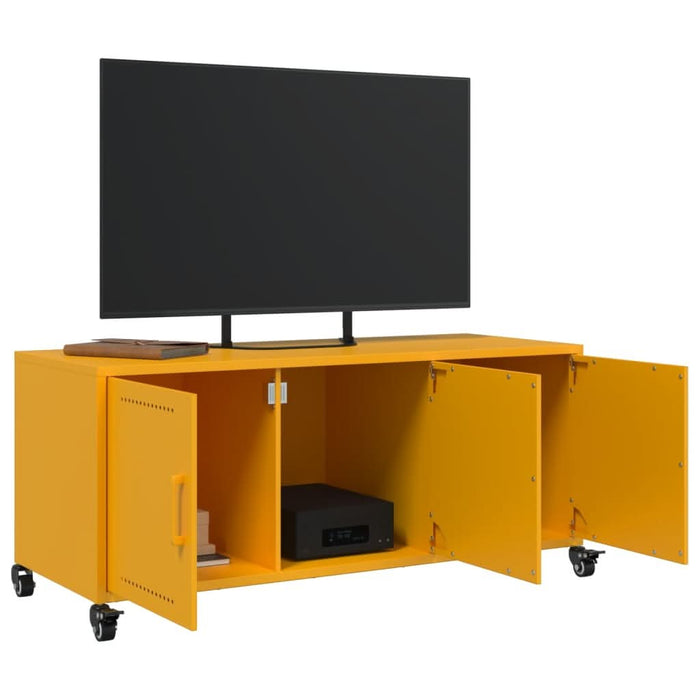 Dulap TV, galben muștar, 100,5x39x43,5 cm, oțel laminat la rece - WALTI WALTI