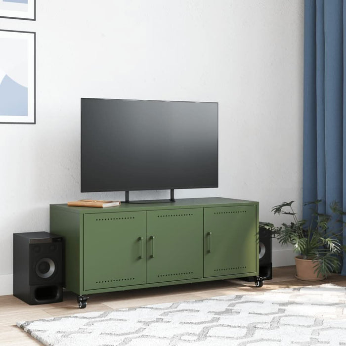 Dulap TV, verde măsliniu, 100,5x39x43,5cm, oțel laminat la rece - WALTI WALTI