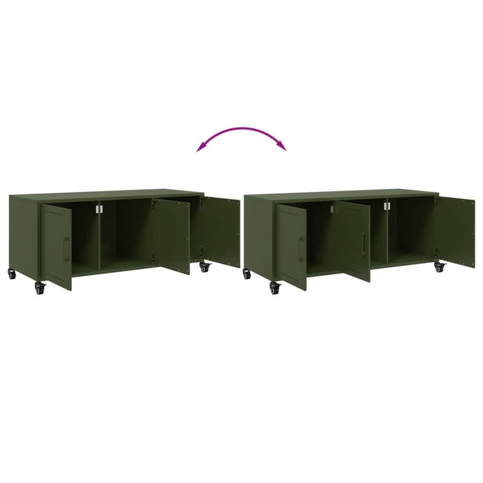 Dulap TV, verde măsliniu, 100,5x39x43,5cm, oțel laminat la rece - WALTI WALTI