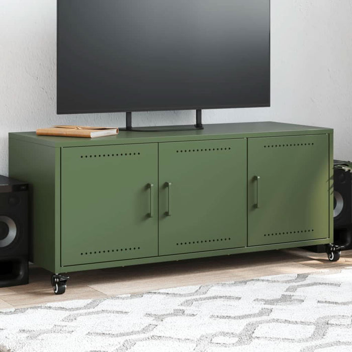 Dulap TV, verde măsliniu, 100,5x39x43,5cm, oțel laminat la rece - WALTI WALTI