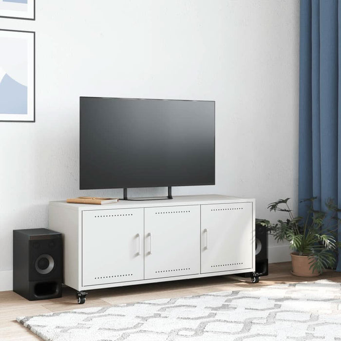 Dulap TV, alb, 100,5x39x43,5 cm, oțel laminat la rece - WALTI WALTI