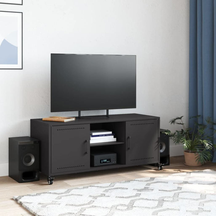 Dulap TV, negru, 100,5x39x43,5 cm, oțel laminat la rece - WALTI WALTI
