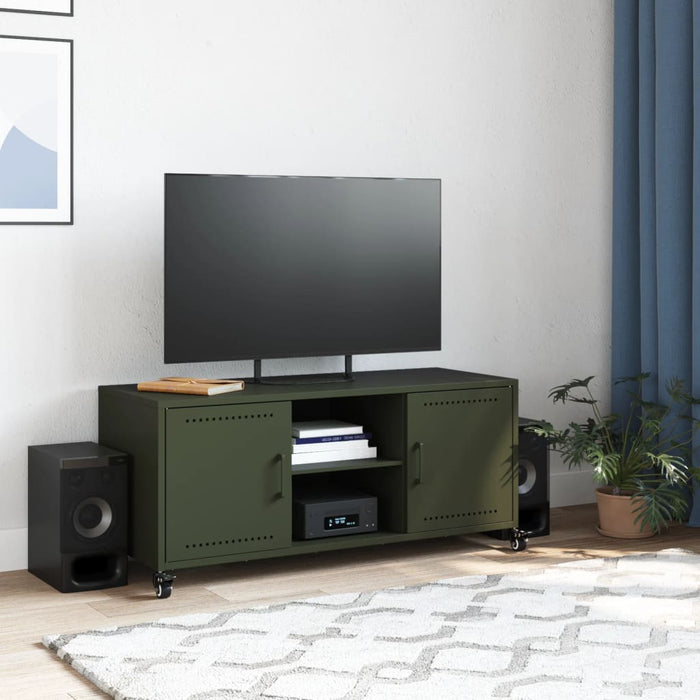 Dulap TV, verde măsliniu, 100,5x39x43,5 cm, oțel WALTI