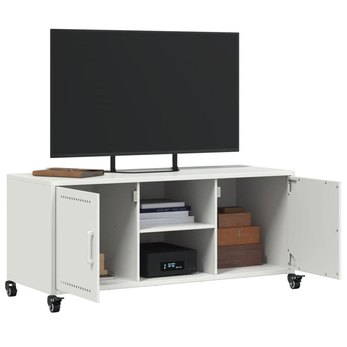 Dulap TV, alb, 100,5x39x43,5 cm, oțel laminat la rece - WALTI WALTI