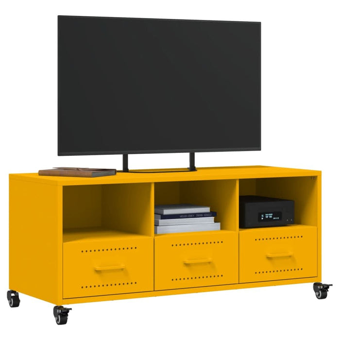 Dulap TV, galben muștar, 100,5x39x43,5 cm, oțel laminat la rece - WALTI WALTI