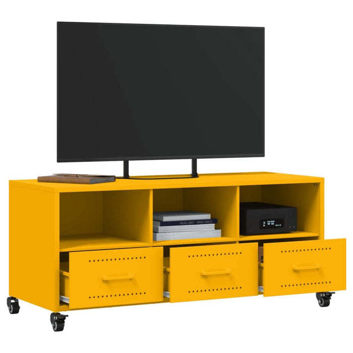 Dulap TV, galben muștar, 100,5x39x43,5 cm, oțel laminat la rece - WALTI WALTI