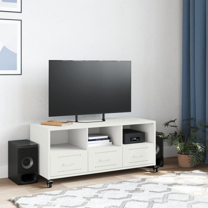 Dulap TV, alb, 100,5x39x43,5 cm, oțel laminat la rece - WALTI WALTI