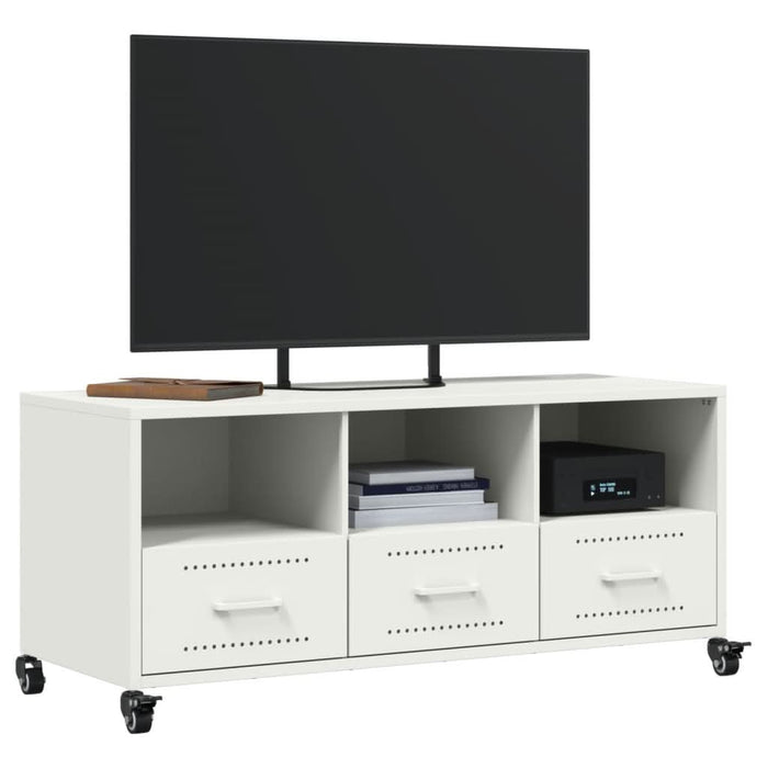 Dulap TV, alb, 100,5x39x43,5 cm, oțel laminat la rece - WALTI WALTI