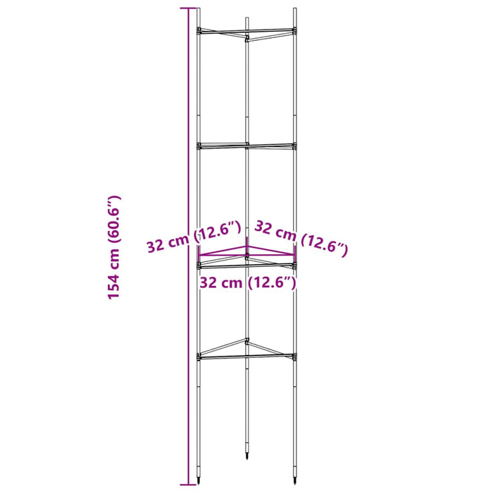 Suport pentru roșii, 2 buc., 154 cm, oțel și PP WALTI