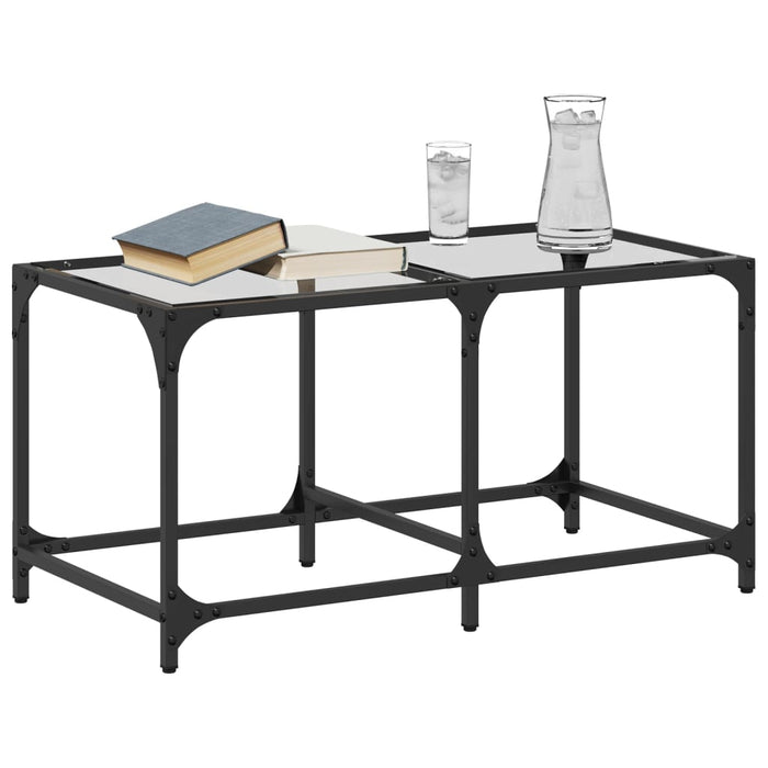Măsuță de cafea blat din sticlă transparentă 78,5x40x40 cm oțel - WALTI WALTI