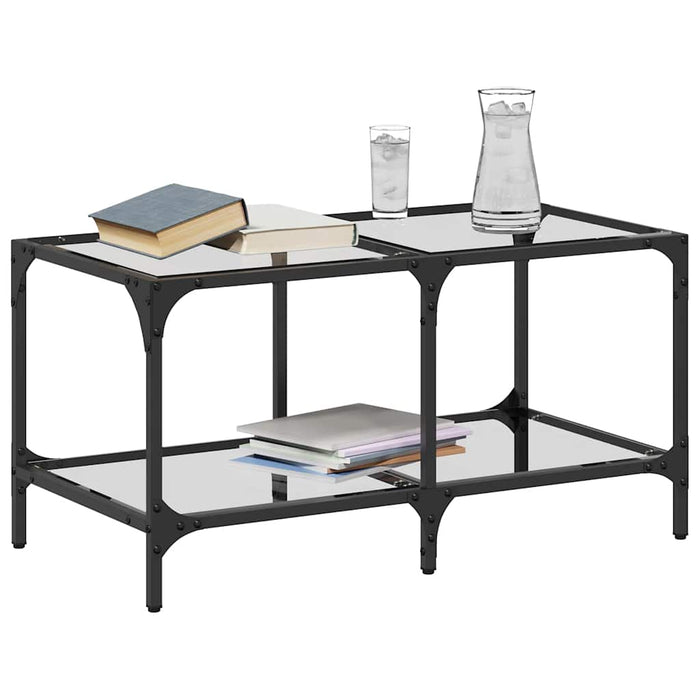 Măsuță de cafea blat din sticlă transparentă 78,5x40x40 cm oțel - WALTI WALTI