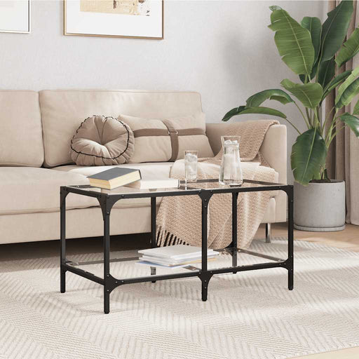 Măsuță de cafea blat din sticlă transparentă 78,5x40x40 cm oțel - WALTI WALTI