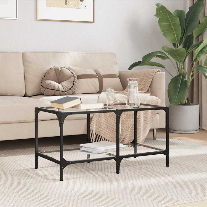 Măsuță de cafea blat din sticlă transparentă 78,5x40x40 cm oțel - WALTI WALTI