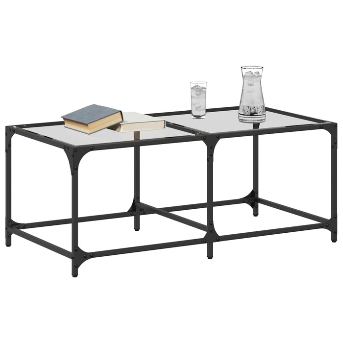 Măsuță de cafea cu blat sticlă transparentă 98,5x50x40 cm oțel - WALTI WALTI