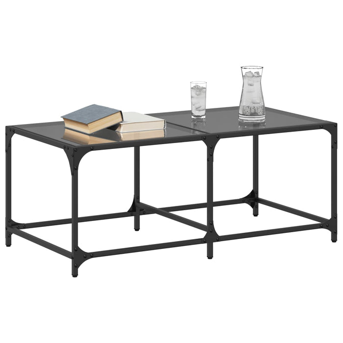 Măsuță de cafea cu blat din sticlă neagră 98,5x50x40 cm oțel - WALTI WALTI