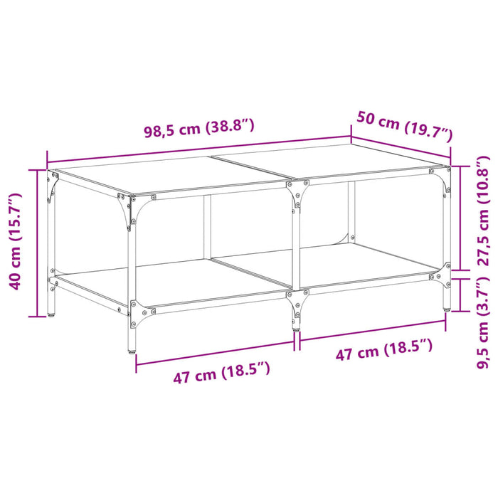 Măsuță de cafea cu blat sticlă transparentă 98,5x50x40 cm oțel - WALTI WALTI