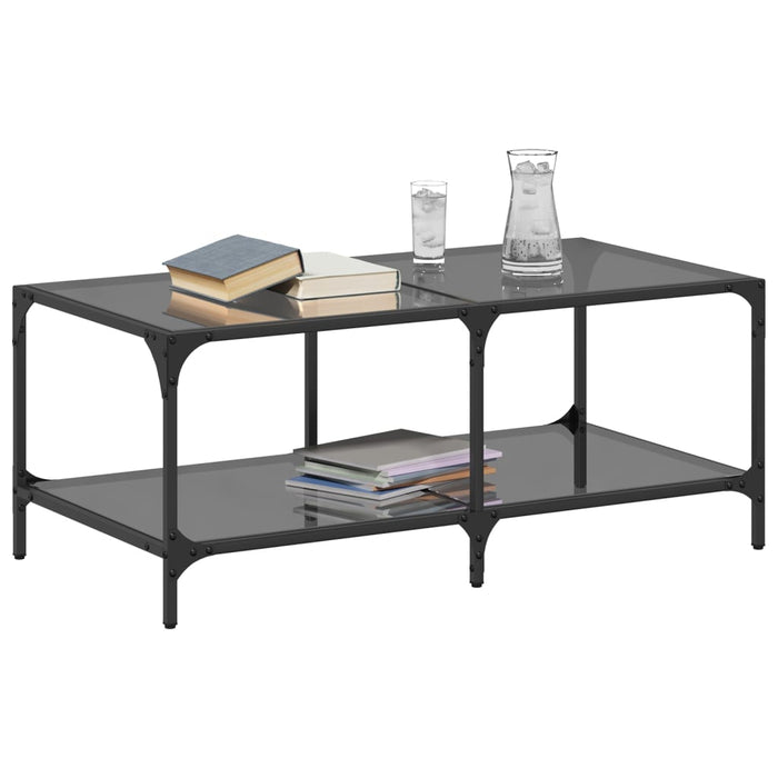 Măsuță de cafea cu blat din sticlă neagră 98,5x50x40 cm oțel - WALTI WALTI