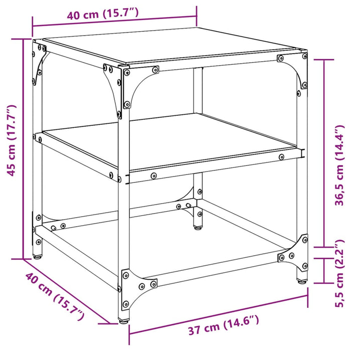 Mese cafea blat din sticlă transparentă 2 buc. 40x40x45 cm oțel - WALTI WALTI