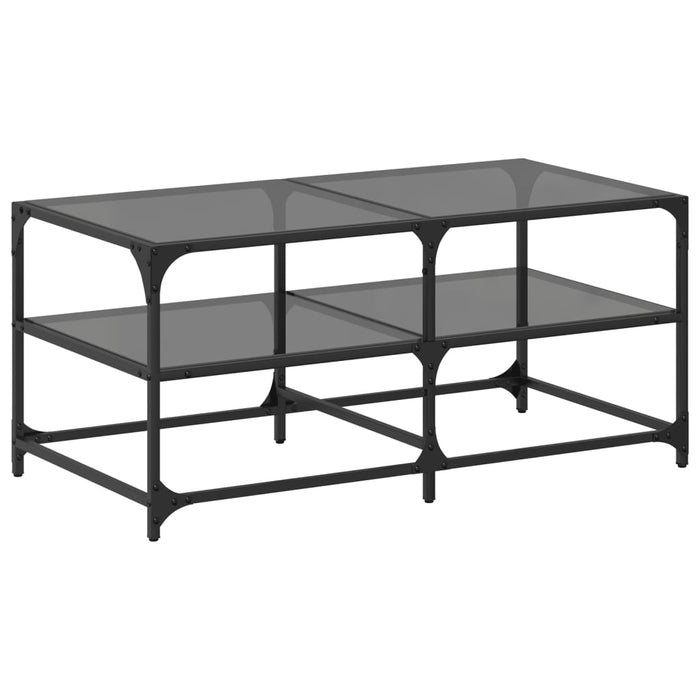 Măsuță de cafea cu blat din sticlă neagră 98,5x50x45 cm oțel - WALTI WALTI