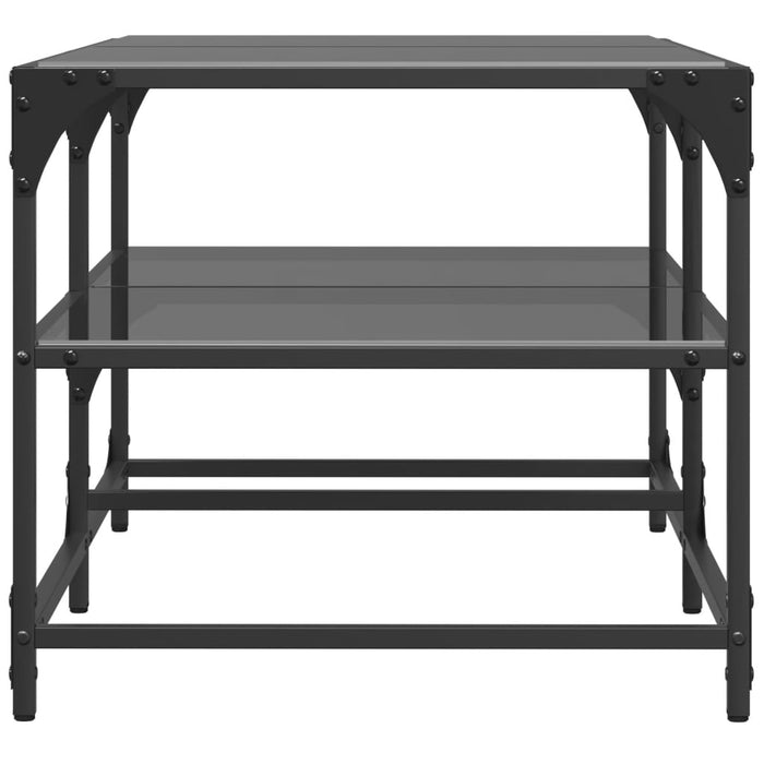 Măsuță de cafea cu blat din sticlă neagră 98,5x50x45 cm oțel - WALTI WALTI