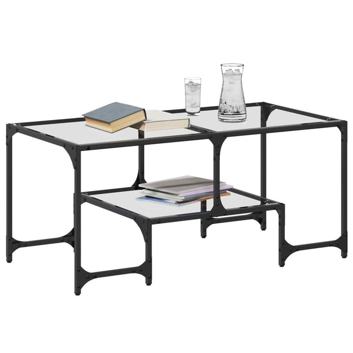 Măsuță de cafea cu blat sticlă transparentă 98,5x50x45 cm oțel - WALTI WALTI