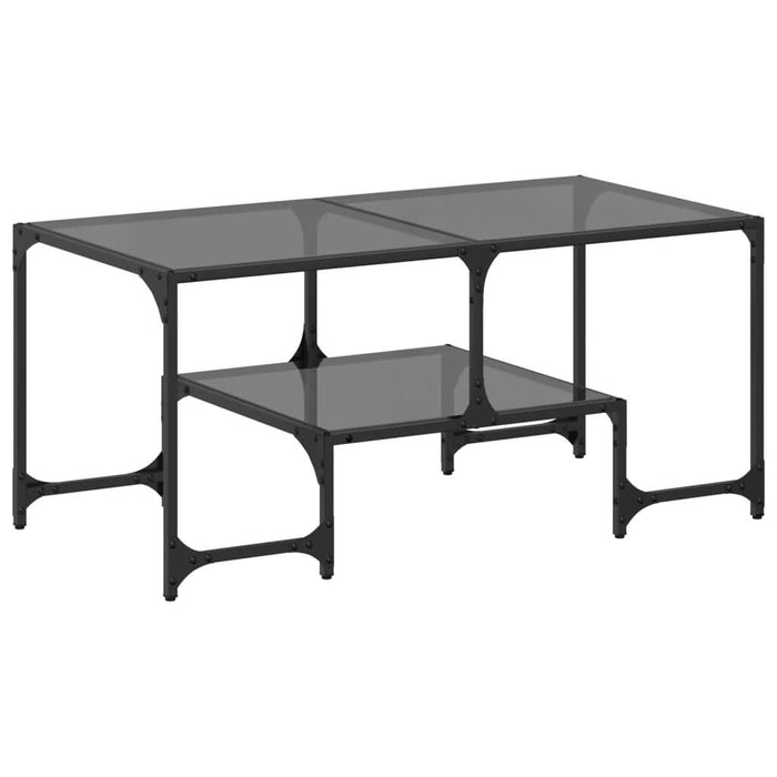 Măsuță de cafea cu blat din sticlă neagră 98,5x50x45 cm oțel - WALTI WALTI