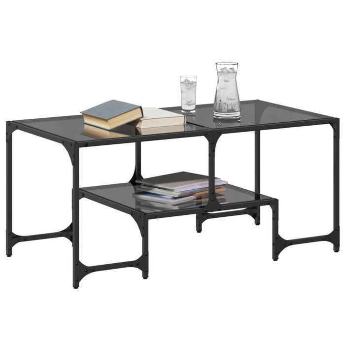 Măsuță de cafea cu blat din sticlă neagră 98,5x50x45 cm oțel - WALTI WALTI