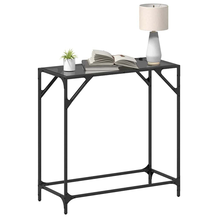 Măsuță de cafea, blat din sticlă negră, 80x35x81 cm, oțel - WALTI WALTI