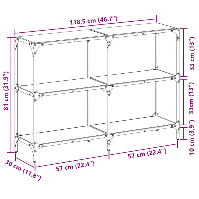Măsuță de cafea blat din sticlă transparentă 118,5x30x81cm oțel - WALTI WALTI