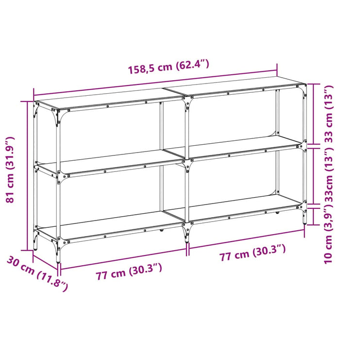 Măsuță de cafea blat din sticlă transparentă 158,5x30x81cm oțel - WALTI WALTI