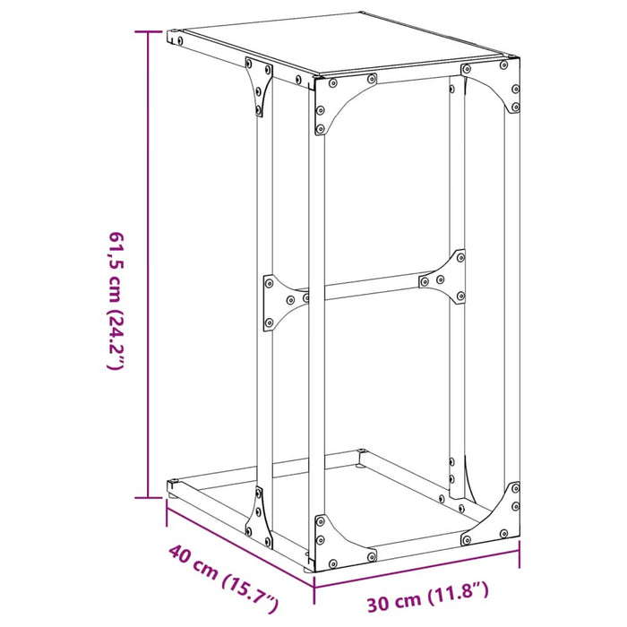 Măsuță laterală blat din sticlă transparentă 40x30x61,5 cm oțel - WALTI WALTI