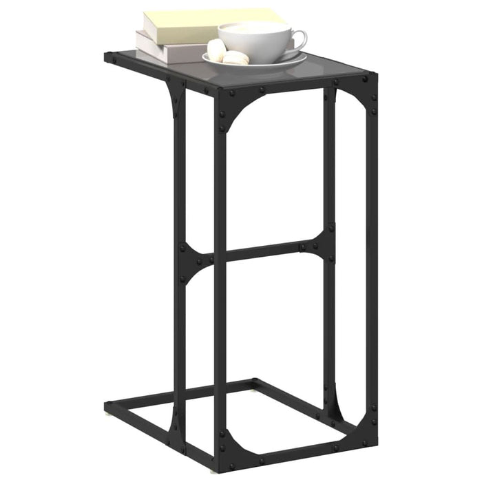 Măsuță laterală blat din sticlă neagră 40x30x61,5 cm oțel - WALTI WALTI