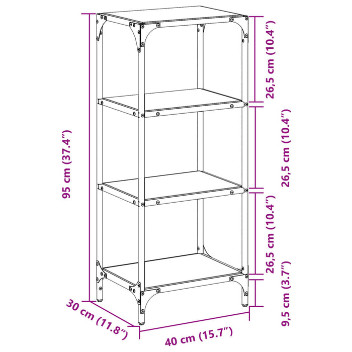 Suport depozitare blat din sticlă transparentă 40x30x95 cm oțel - WALTI WALTI