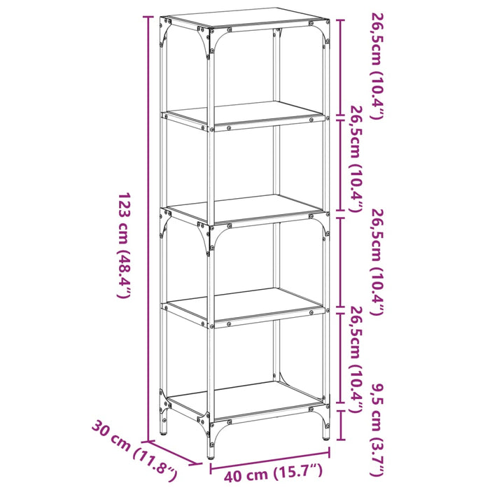 Suport depozitare blat din sticlă transparentă 40x30x123cm oțel - WALTI WALTI