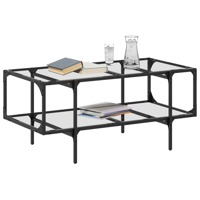 Măsuță de cafea cu blat sticlă transparentă 98,5x50x45 cm oțel - WALTI WALTI