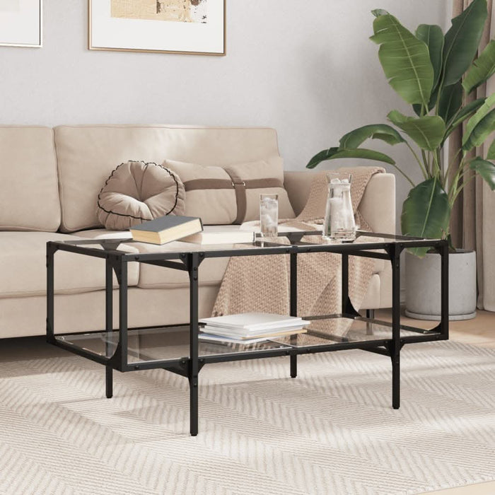 Măsuță de cafea cu blat sticlă transparentă 98,5x50x45 cm oțel - WALTI WALTI